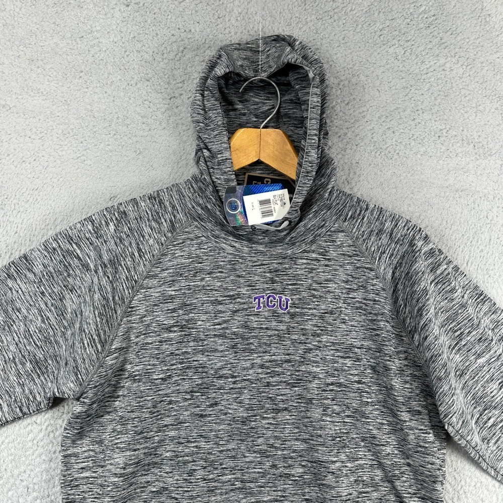 Texas Christian University Women Frost Hoody Large Black Grey Heather Crable NEW